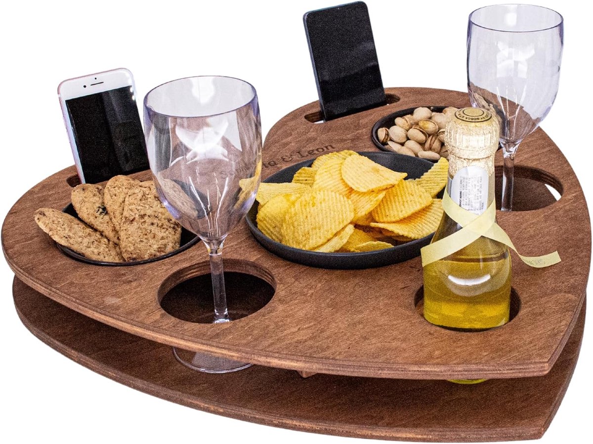 Groot Houten Dienblad met Snackboxen - Bank en Bed Dienblad