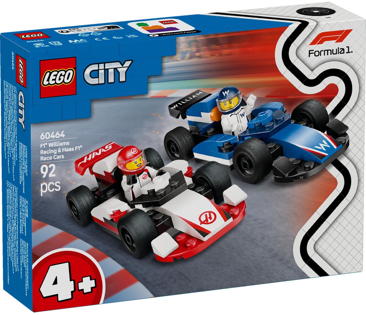 LEGO 60464 City F1 Williams Racing en Haas F1 racewagens