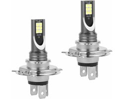 Oneay 2 Stuks - H4 LED-Lamp - Auto Verlichting Lamp - 2Pcs Direct Insteekbare Integrale Voorlamp H4 - Zilver - Aluminium - Plug & Play - Zonder Extra Decoder