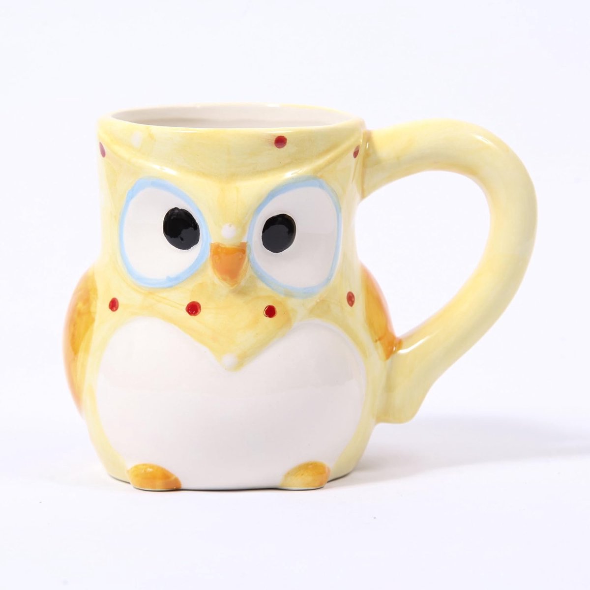 Keramische Mok - Beker Dot - Warme Dranken - Uniek Uil Ontwerp - 10 cm Hoog - Geel