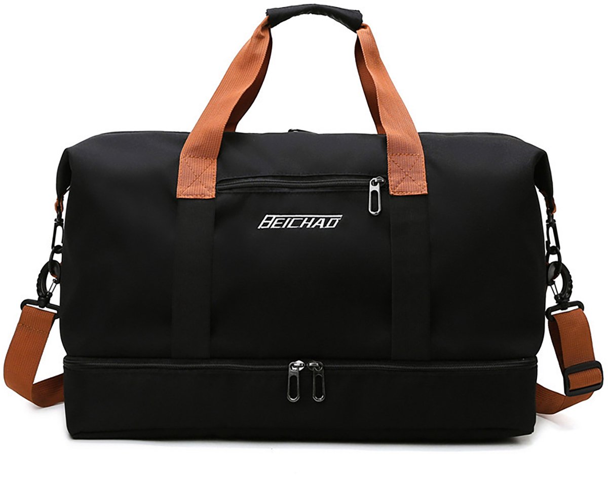 Weekendtas Handbagagetas zwart - Reistas Sporttas - 30L - Met schoenenvak en nat-droog scheiding