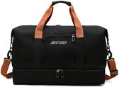 Weekendtas Handbagagetas zwart - Reistas Sporttas - 30L - Met schoenenvak en nat-droog scheiding