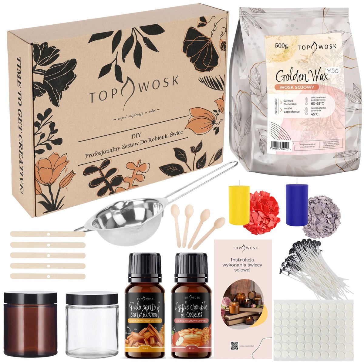 TopWosk Serie - Sojawas Kaarsenmaakset - Klein - Geschenkdoos - Geur Palo Santo & Sandelhout