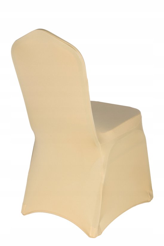 Merkloos - Spandex Stoelbeschermer - Ecru - Elastisch - Voor Banketstoelen — afbeelding 3