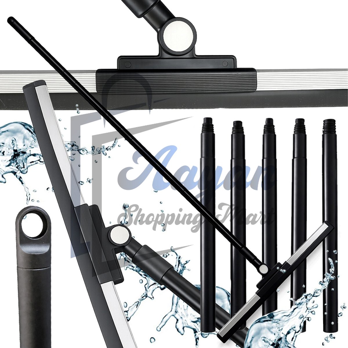 Vloertrekker Waterwisser Zwart – 2in1 Raamtrekker Vloerwisser – 51cm met Steel 133cm – trekker douche – vloertrekker badkamer – raamtrekker – dweil – watertrekker – 86644
