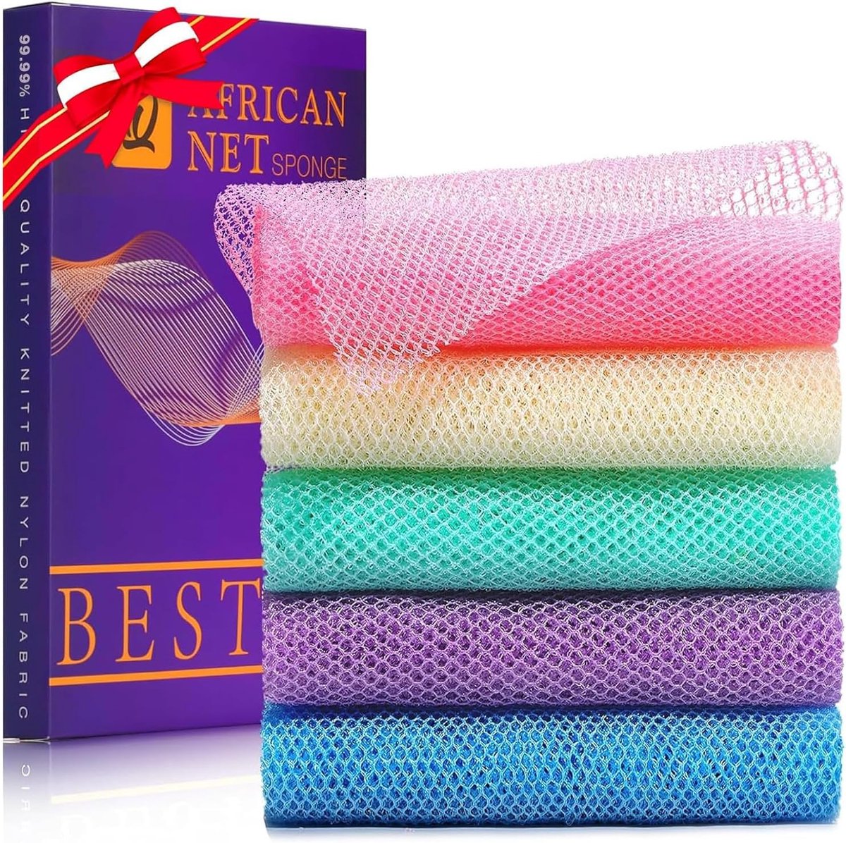Badspons Set - Net Spons - Huid Reinigen - Zachte Exfoliatie - 5 Stuks - Multicolor