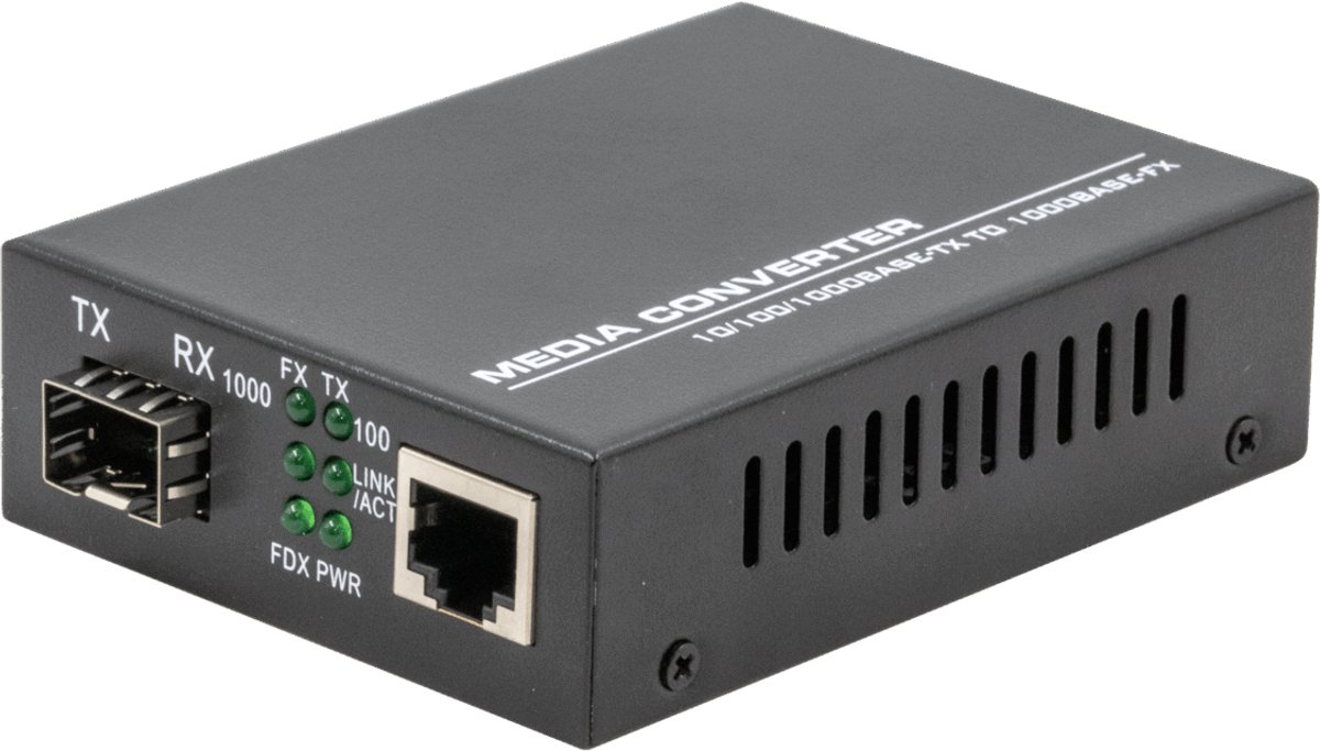 Laag1 - Media Converter - RJ45 naar SFP - Gigabit Glasvezel Converter