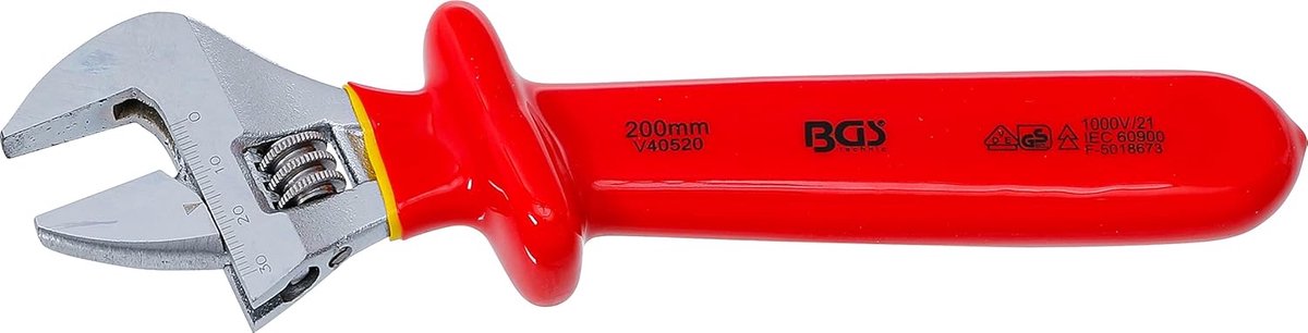 Verstelbare Moersleutel - Isolerende Sleutel - Veilig Werken - VDE Gecertificeerd - Max 34 mm - Geel Rood