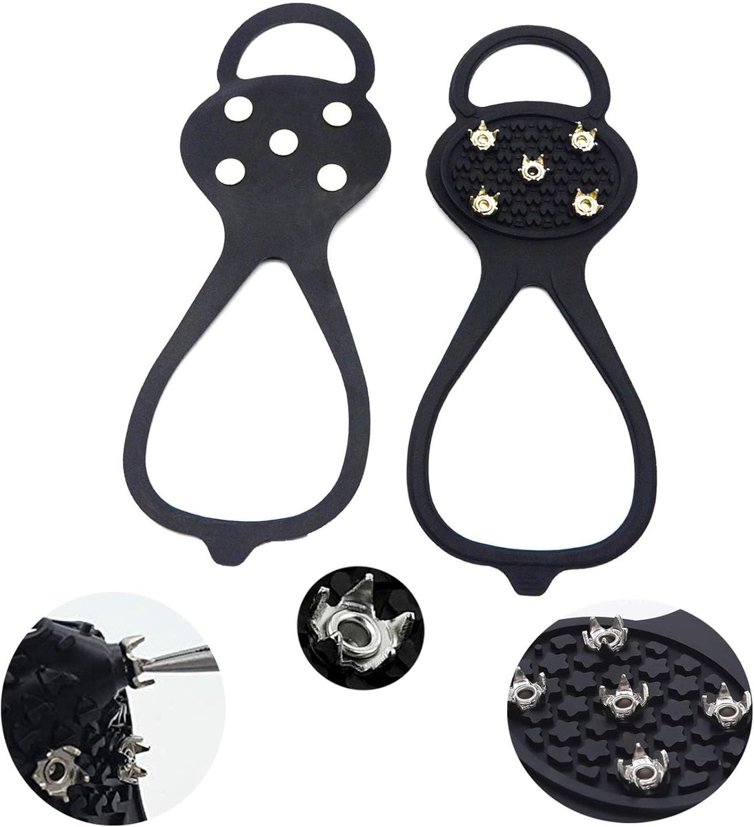 2 stuks Antislip Spikes voor Schoenen en Laarzen - 5 Klauwen voor Grip in Sneeuw en IJs