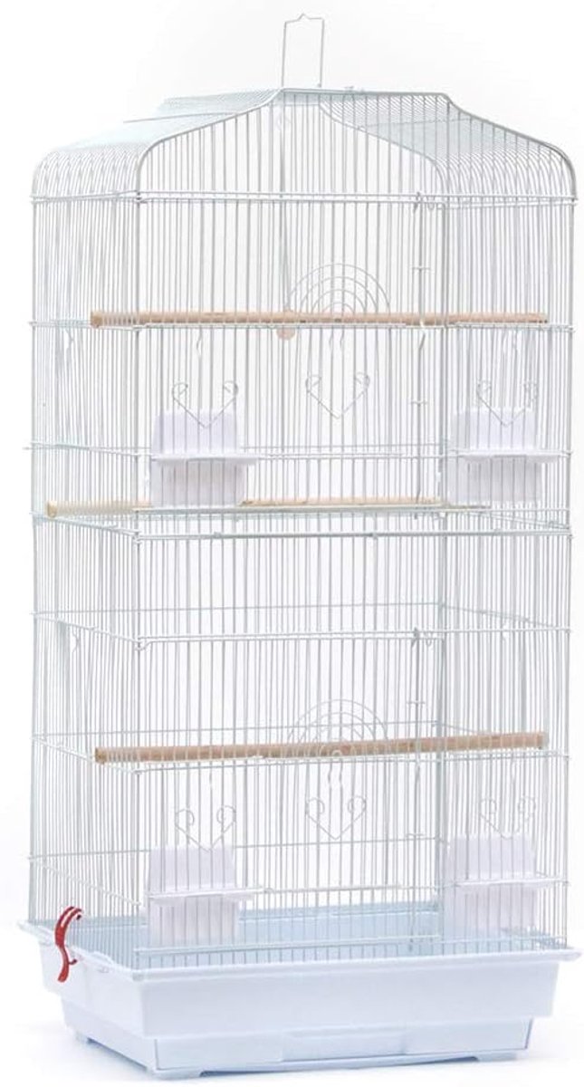 Volière Vogelkooi - Vogelhuis - Vogels Huisvesten - Opklapbaar Dak - 46 x 36 x 92 cm - Wit