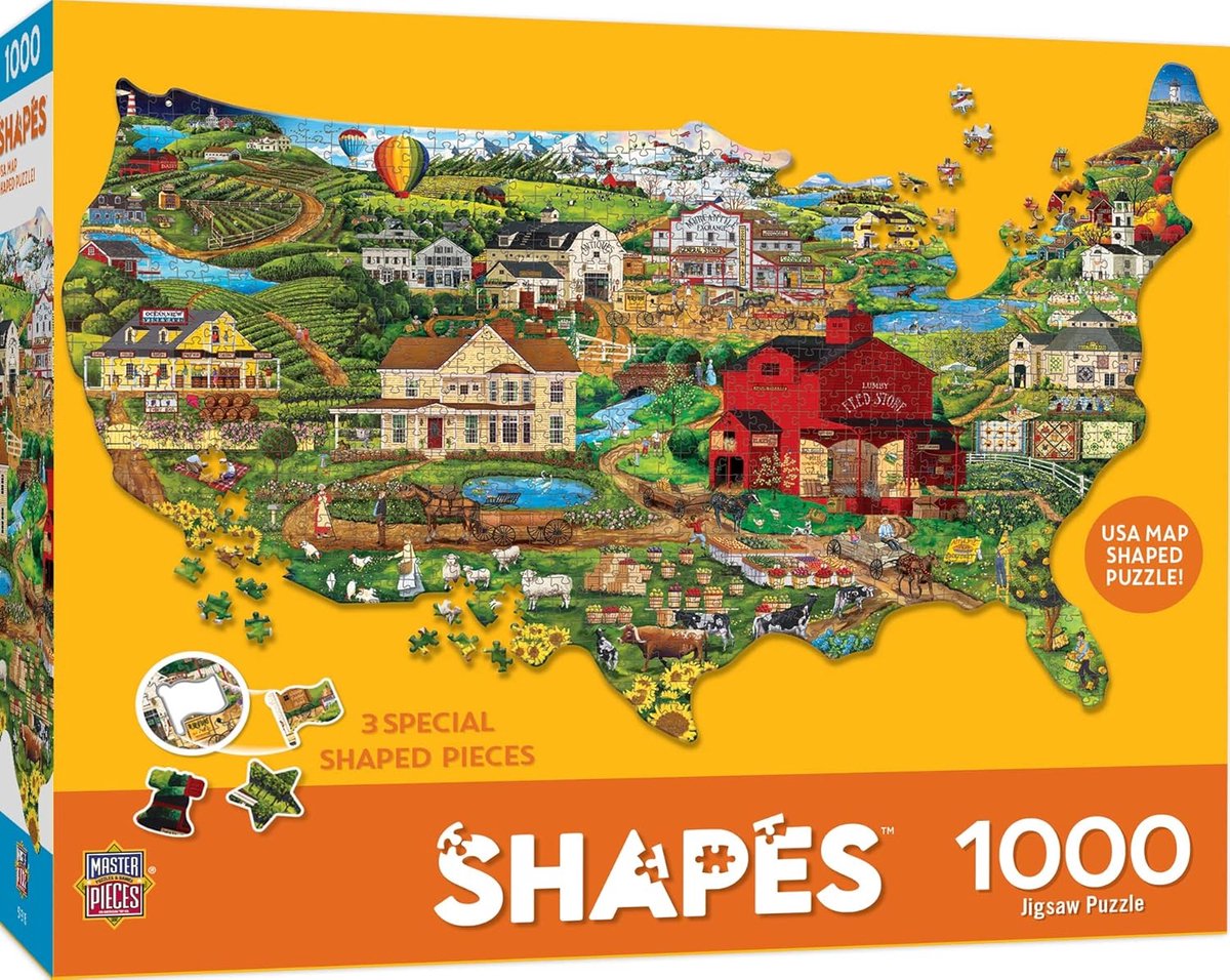 Legpuzzel Volwassenen - 1000 Stukjes - Ontspannen Thuis - Uniek Patroon - 88x56 cm - Amerikaanse Kaart