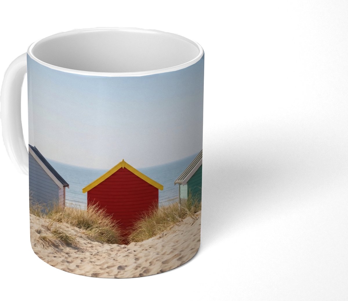 Mok - Koffiemok - Strand - Huisjes - Kleurrijk - Duinen - Mokken - 350 ML - Beker - Koffiemokken - Theemok