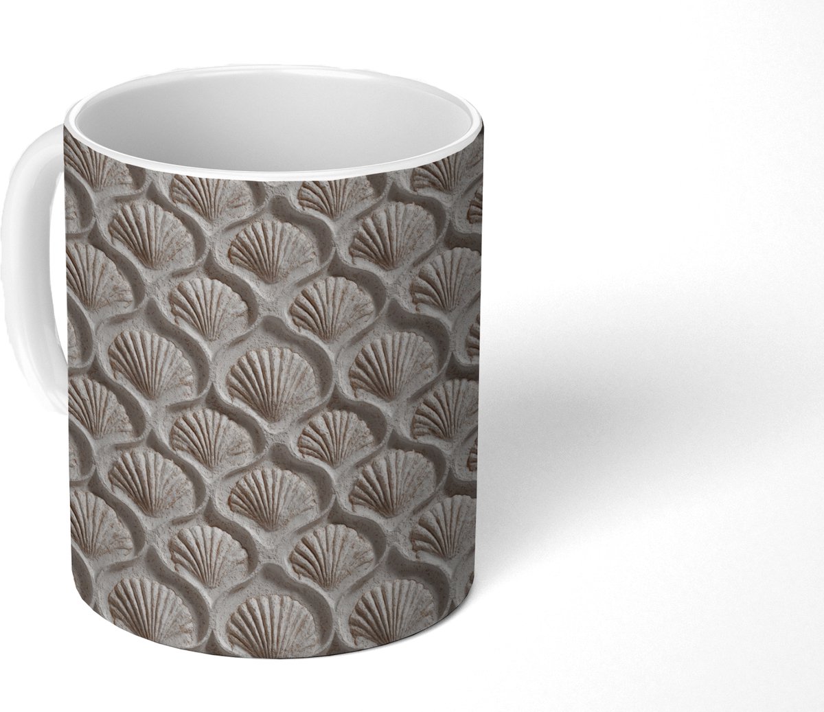 Mok - Koffiemok - Zand - Schelpenvorm - Grijs - Mokken - 350 ML - Beker - Koffiemokken - Theemok