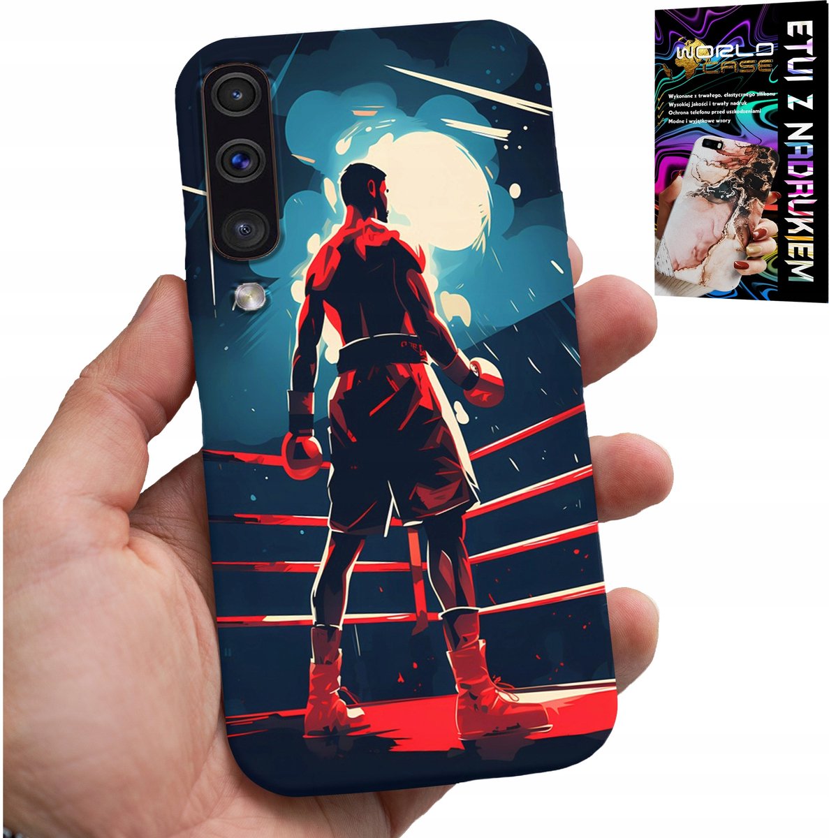 HOESJE VOOR SAMSUNG A50 / A30S - BOKSEN/VECHTSPORTEN + GLAS