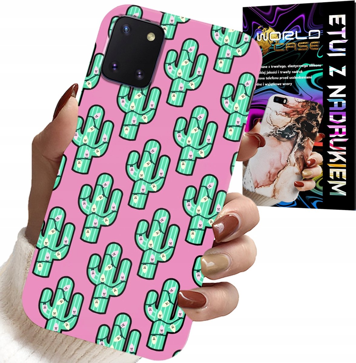 HOESJE VOOR SAMSUNG GALAXY A81 - CACTUSSEN OP ROZE ACHTERGROND + FILM