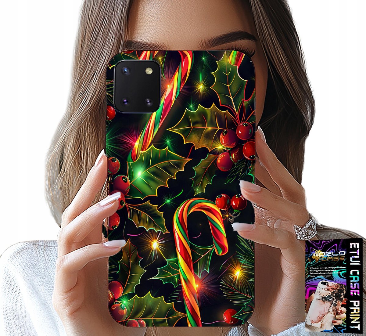 HOESJE VOOR SAMSUNG GALAXY A81 - SUIKERSTOKJE, MARETOE, KERSTBOOM + GLAS