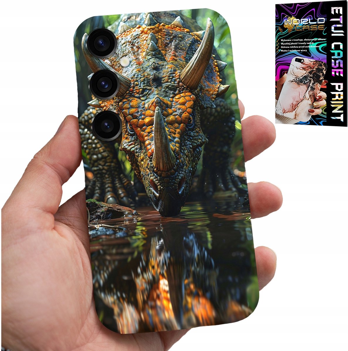HOESJE VOOR SAMSUNG GALAXY S24 - DINO DINOSAUR TRICERATOPS HOESJE