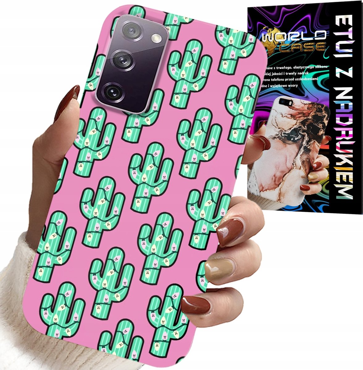 HOESJE VOOR SAMSUNG GALAXY S20 FE - CACTUSSEN, CACTUS OP ROZE ACHTERGROND + FILM