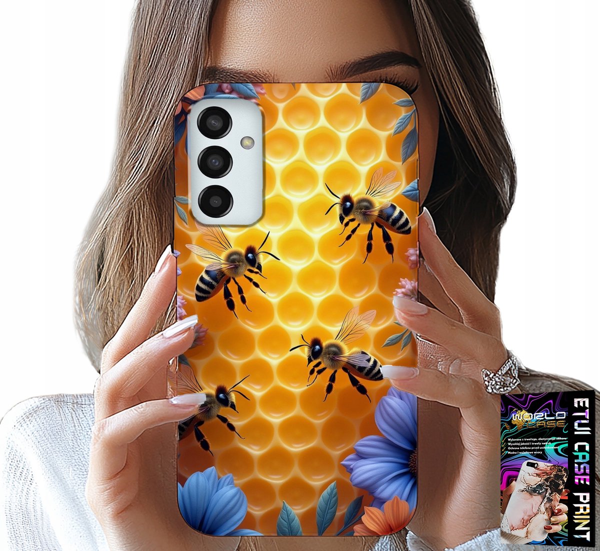 HOESJE VOOR SAMSUNG GALAXY M23 - ACHTERKANT MET BIJENKORF EN HONINGRAAT