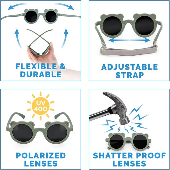 Kinder Zonnebril - Kindermode Accessoires - Veilig Buiten Spelen - Onbreekbaar Flexibel Frame - 42mm Lens Breedte van Kinder — afbeelding 4