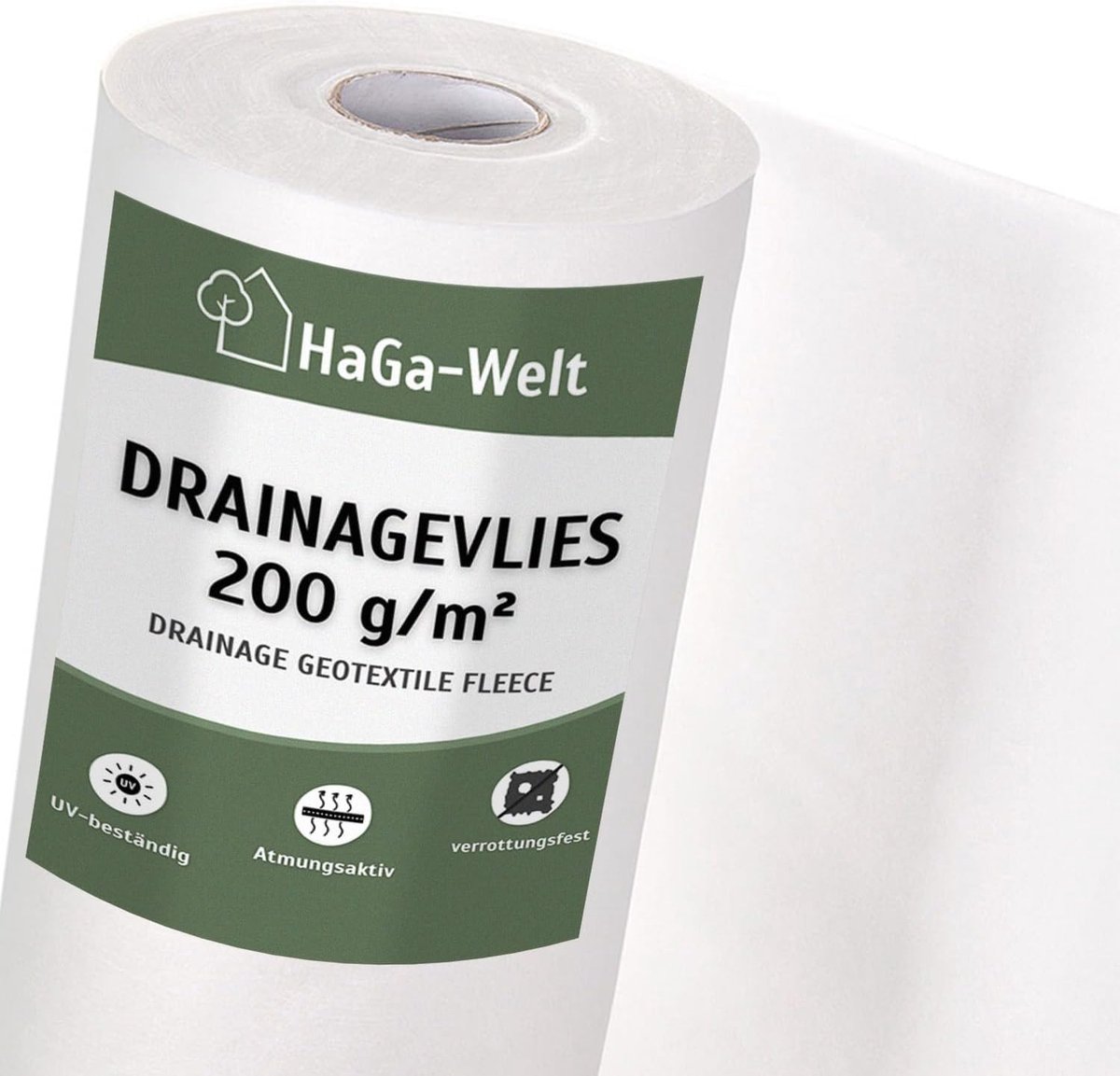 Drainagevlies - Geotextiel Bodemvlies - Tuin Bodemverbetering - Versterkte Zelfnivellerende Uitvoering - 2x10 Meter 200g/m²