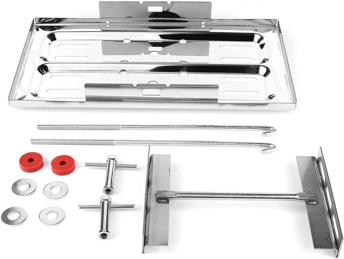 Batterijhouder - Batterijvak - Auto Accu - Roestvrij Staal - 19x34 cm - Zilverkleurig