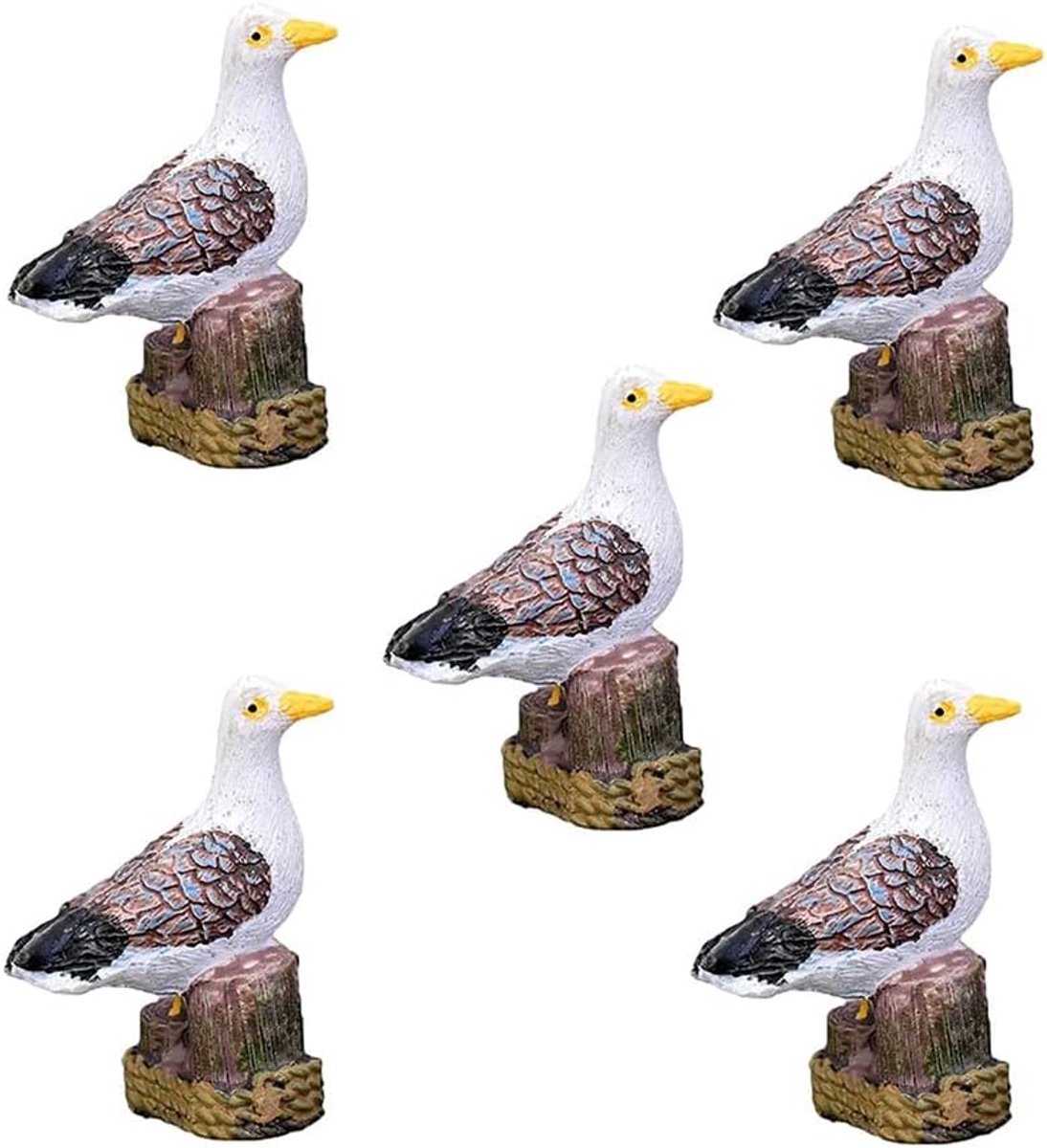 Zee Vogel Beeldjes - Miniatuur Decoratie - Fairy Tuin - Handgemaakt Hars - 4 cm Hoog - Wit