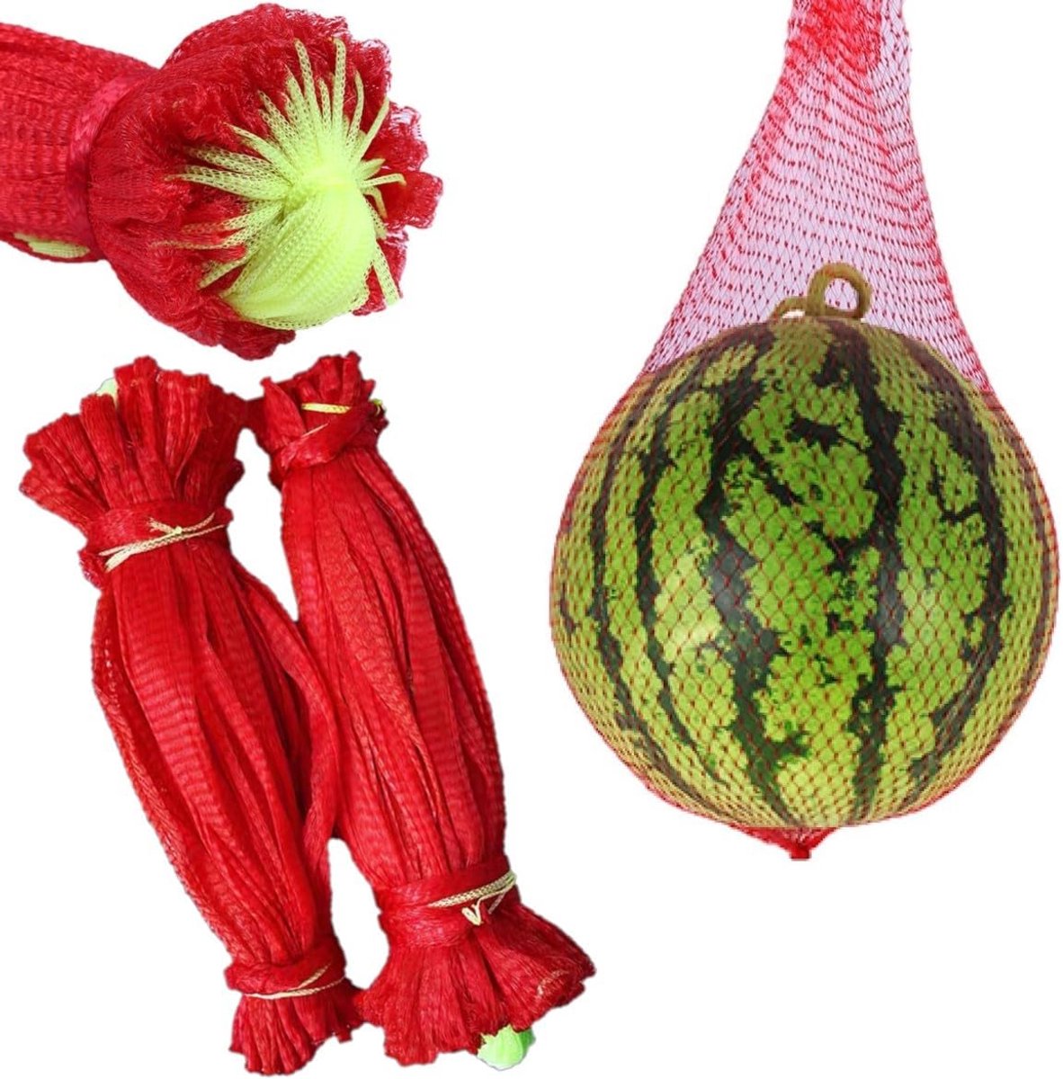 Product Netten - Hangmat Zakken - Meloen Opslag - Herbruikbaar Nylon - 17.7 Inch Lengte - Rood