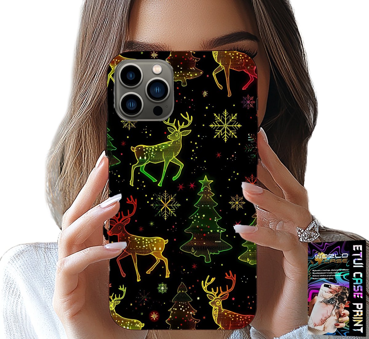 HOESJE VOOR IPHONE 11 PRO MAX - RENDIER, SNEEUWVLOK, KERSTBOOM + GLAS