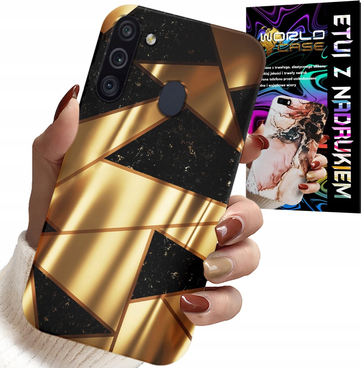 HOESJE VOOR SAMSUNG GALAXY A21 - ELEGANT GOUDEN PATROON + HYDRO FILM