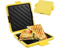 Tosti Apparaat - Broodrooster - Sandwich Maker - Tosti Broodrooster - Magnetronbestendige Siliconen Sandwichmaker - Draadloze Sandwichmaker - Antiaanbaklaag - Voor Kantoor, Studentenkamer En Magnetron - geel