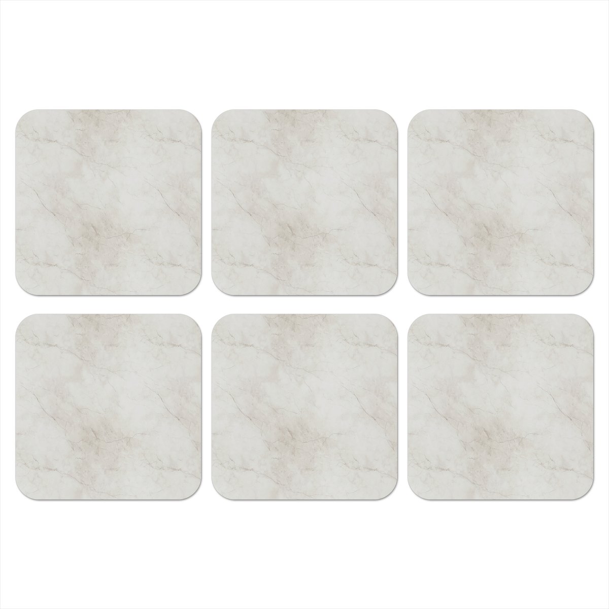 Onderzetters voor glazen - Grijs - Marmer print - Aders - 10x10 cm - Glasonderzetters - 6 stuks