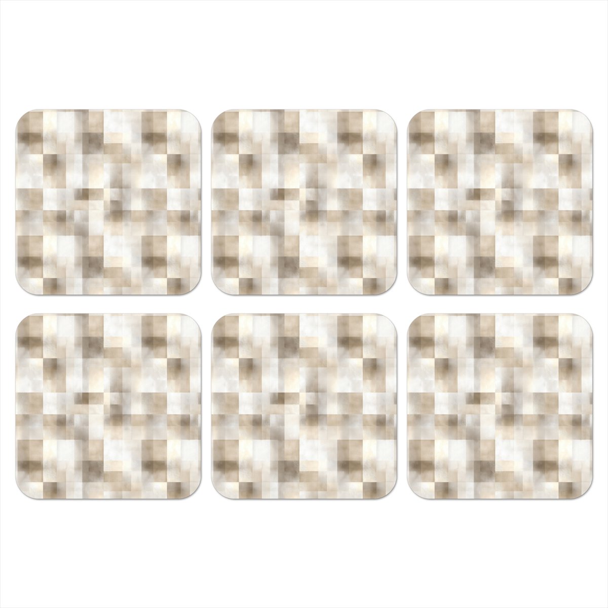 Onderzetters voor glazen - Textuur - Linnen - Beige - 10x10 cm - Glasonderzetters - 6 stuks