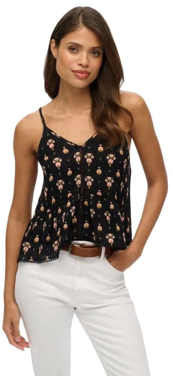 Superdry Ladder Trim camitop Dames Tops Zwart