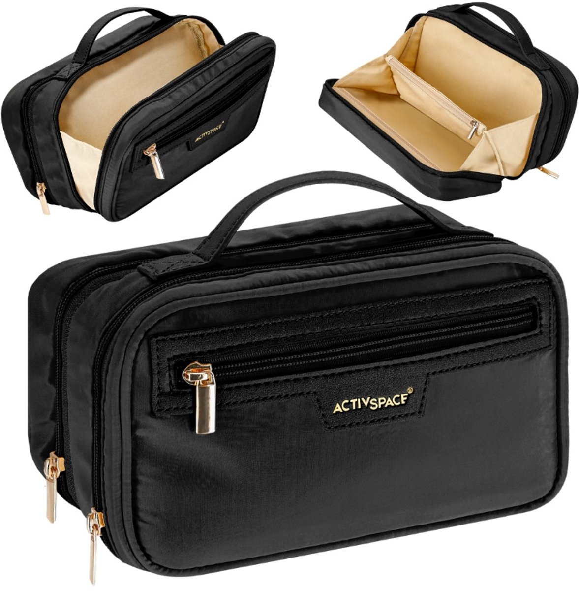 ACTIV SPACE Serie - Kosmetische Reistasje - Zwart - 25x14x11 cm - Organizer