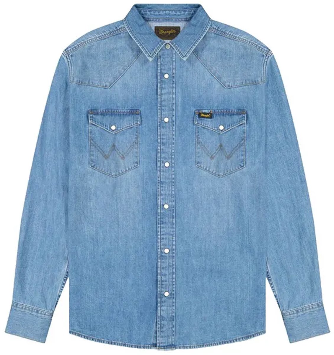 Wrangler Western Overhemd Met Lange Mouwen 2XL Man Mid Light Wash