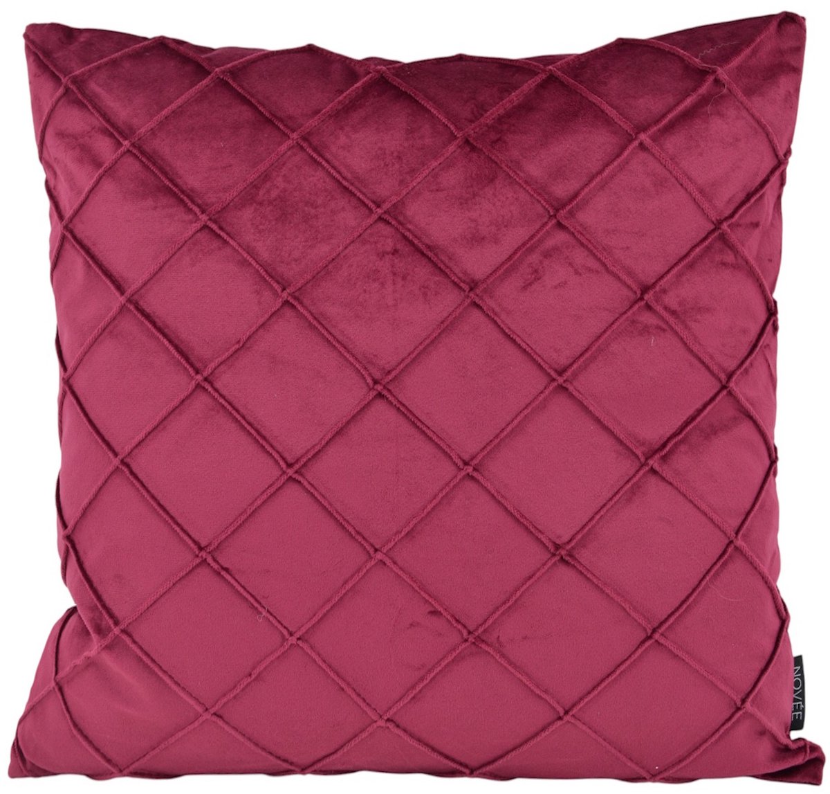 NOVÉE Sierkussen Velvet Cross Wijnrood | 45 x 45 cm | Polyester