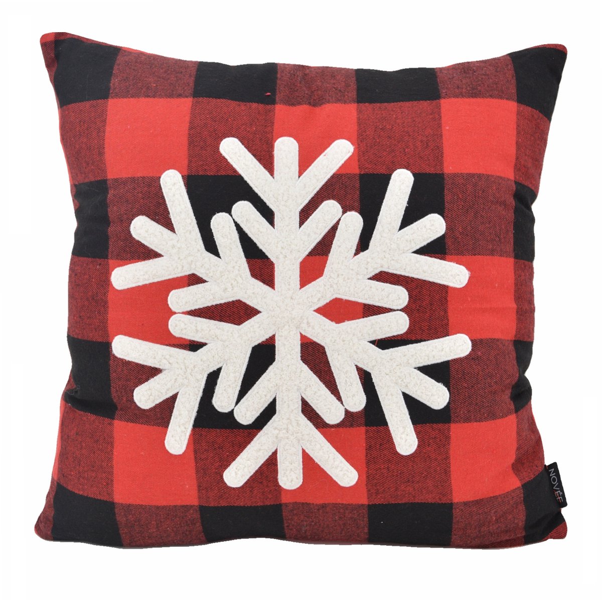 NOVÉE Sierkussen SNOW Kerst Ruit | 45 x 45 cm | Katoen Zwart-Rood