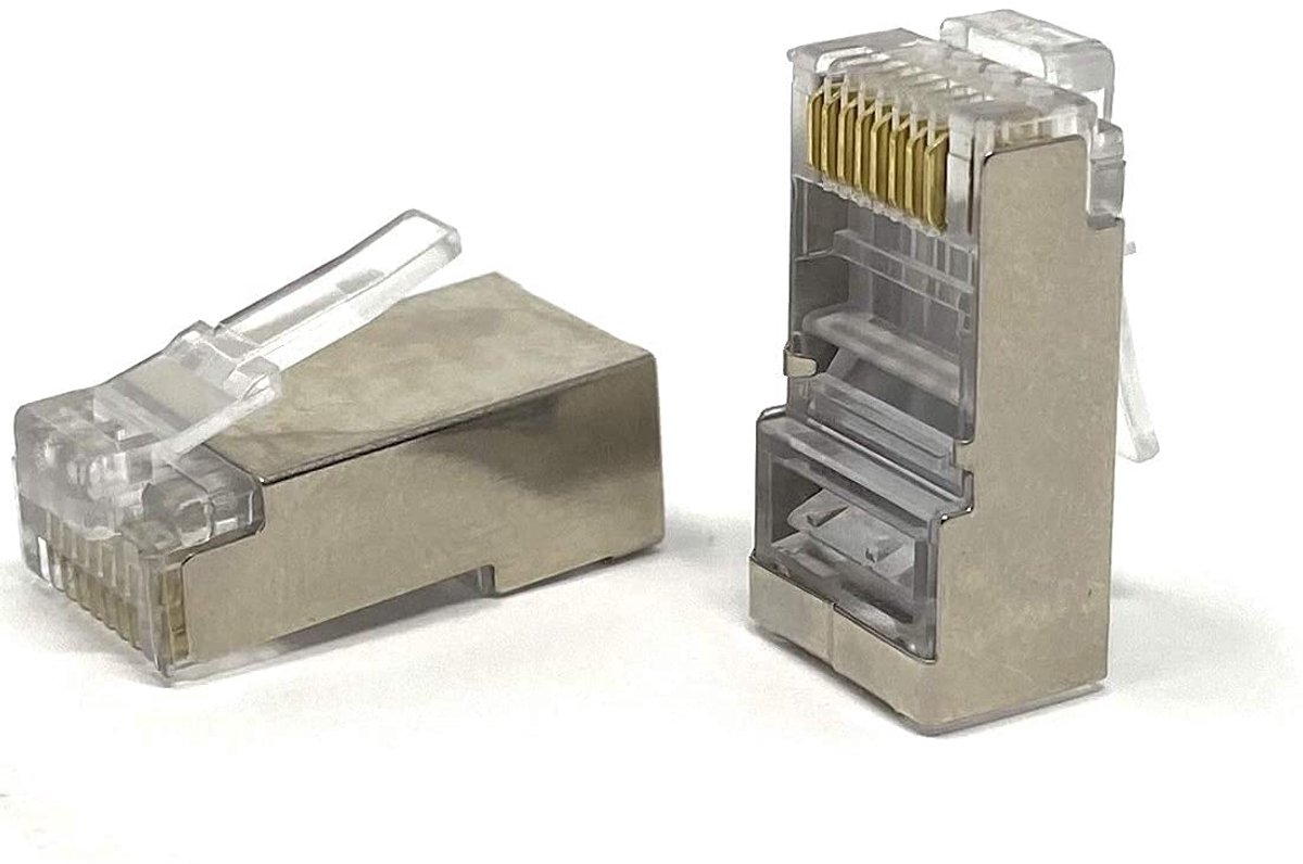 Ethernetstekkers RJ45 - Netwerk Connectoren - Netwerk Installatie - Afgeschermd STP Ontwerp - 50 Stuks - Zilver