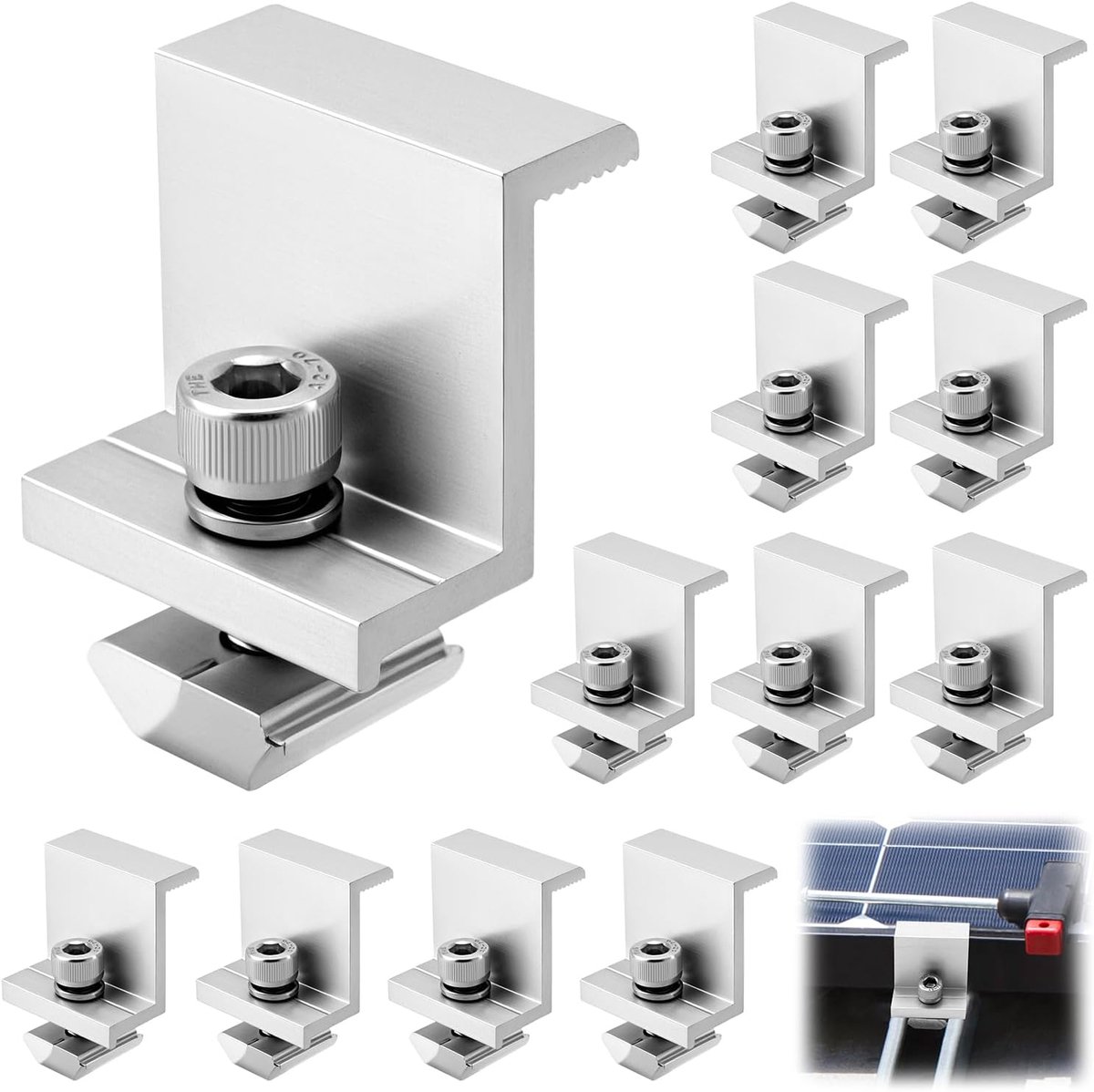 Zonnepaneelbeugels Set - Bevestigingsklemmen - Dakmontage - Verstelbaar Ontwerp - 35 mm - Zilver