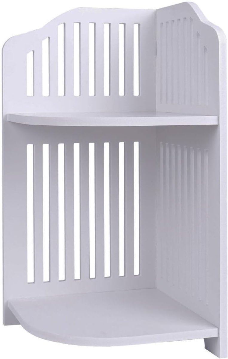 Hoek Opbergrek - Organizer Tafel - Ruimte Besparen - Twee Lagen Design - 21x21x39cm - Wit