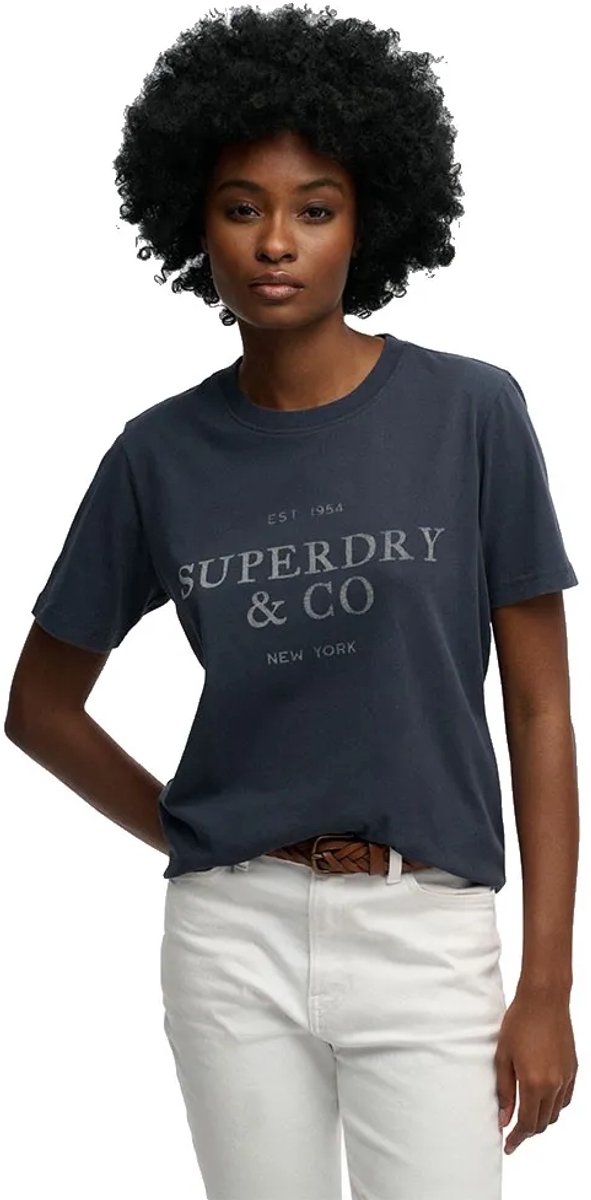 Superdry Luxe Casual Relaxed T-shirt Dames T-shirts Marineblauw