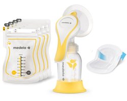 Medela Harmony Essentials Pack - Enkele Handkolf Set - Inclusief Medela Bewaarzakjes & Medela Ultra-Ademende Zoogkompressen