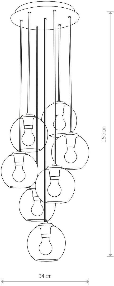 Licht-Erlebnisse - Vincente - Hanglamp - E27 - van - Metaal glas - in - Zwart rookgrijs