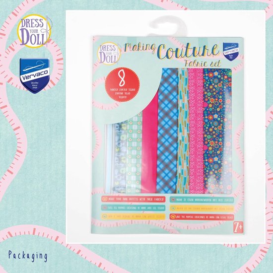 Kleding voor poppen - Stoffen set - Creatief knutselen - Handwas onderhoud - 31 x 24 cm - Meerkleurig — afbeelding 4