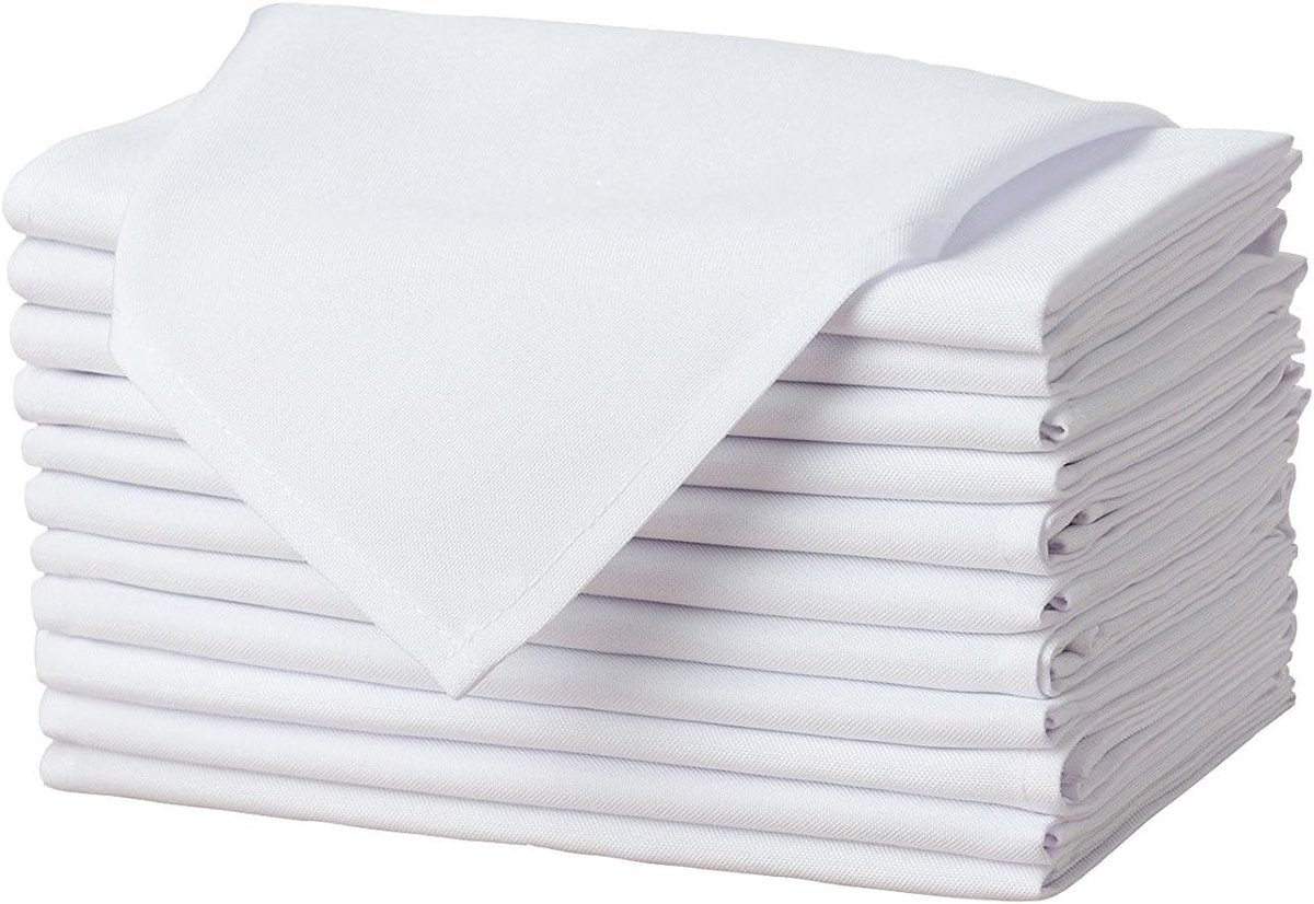 Doek servetten - Stoffen servetten - Diner en feest - Omzoomde randen - 17 x 17 inch - Wit
