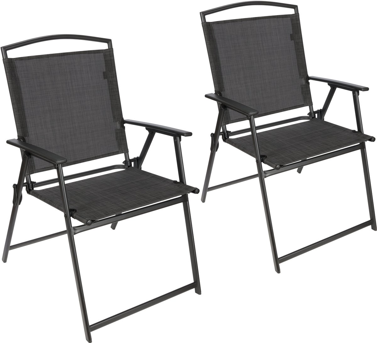 BRUBAKER Bergamo Tuinstoel, set van 2 tuinstoelen, met hoge rugleuning, weerbestendig en ruimtebesparend, balkonstoel, inklapbaar, klapstoel voor camping, tuin, terras en balkon, donkergrijs