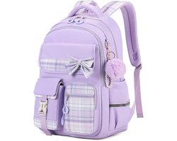 Meisjes School Student Schooltas - Outdoor Rugzak met trolleyband - Waterdicht - Schooltas - Rugtas - Tieners - Boekentas - Rugzak Meisje - Rugzak jongens - Rugzakken - Rugzakken met grote capaciteit - Rugtas Voor Kinderen - Laptop Rugtas - Paars