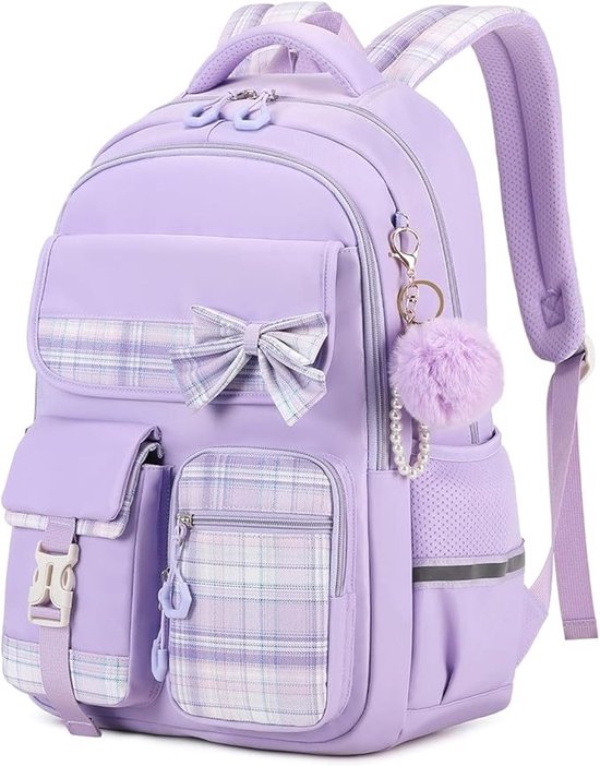 Meisjes School Student Schooltas - Outdoor Rugzak met trolleyband - Waterdicht - Schooltas - Rugtas - Tieners - Boekentas - Rugzak Meisje - Rugzak jongens - Rugzakken - Rugzakken met grote capaciteit - Rugtas Voor Kinderen - Laptop Rugtas - Paars