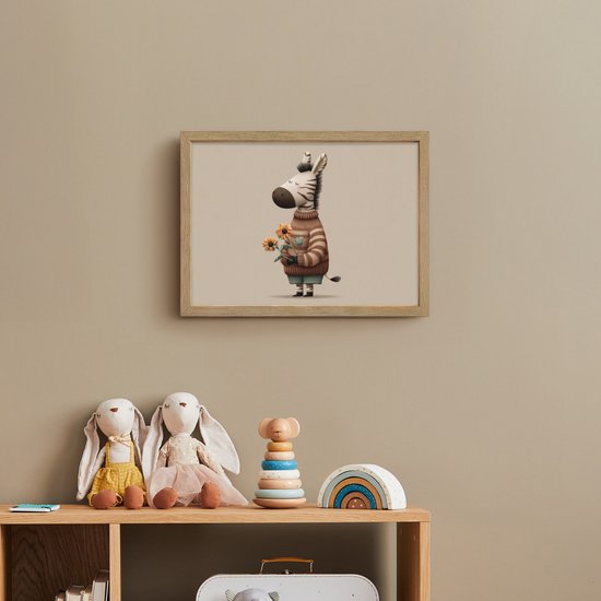 Nachtlampje 40x30 cm - Kinder lamp - Zebra - Zonnebloemen - Warm - Tafellamp kinderkamer draadloos - Slaapkamer lampje - Bedlamp kinderen - Kinderlampje - Wandlamp babykamer - Nachtlampjes van Merkloos — afbeelding 4